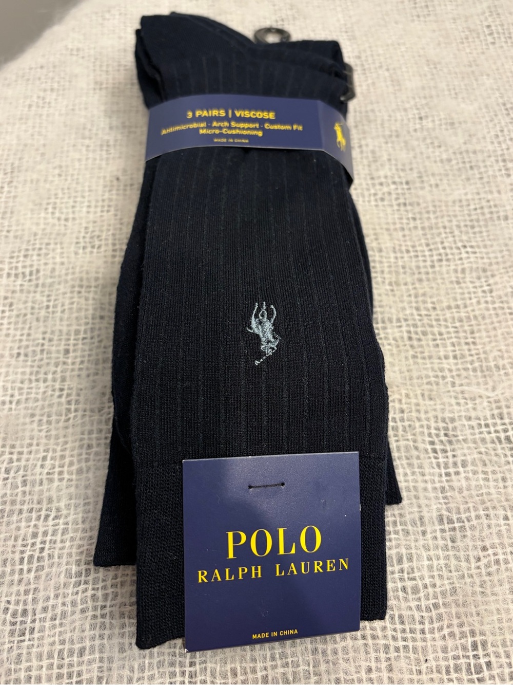 Polo Ralph Lauren NWT  Mens navy  Dress Socks, x3